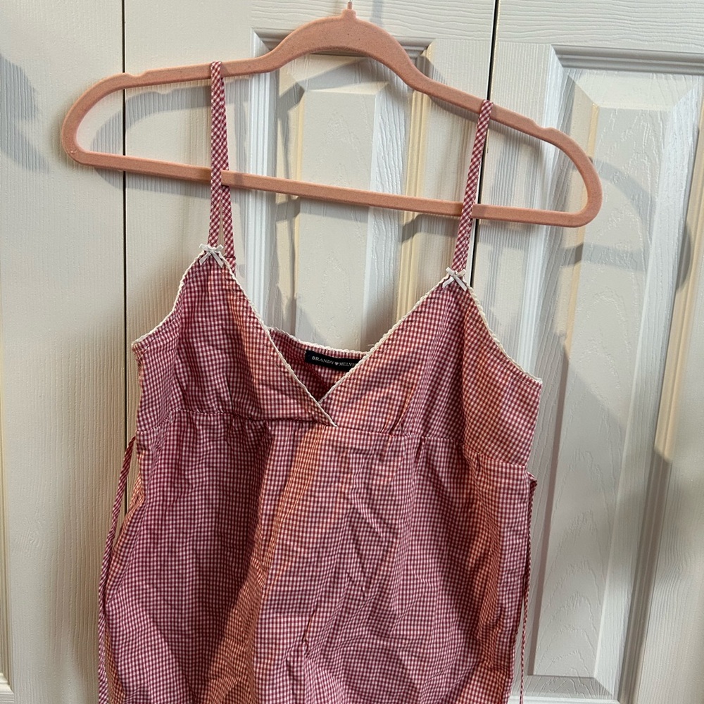 Brandy Melville Red Checkered Spaghetti Strap Top